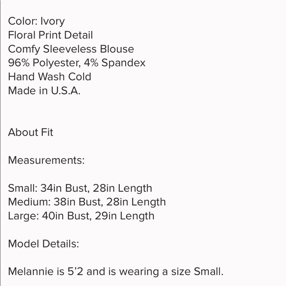 Ivory Pink Floral Sleeveless Blouse Tank - Picture 8 of 8